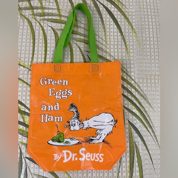 Dr. Seuss Handbags - Dr. Seuss Green Eggs and Ham gift bag orange with green handle